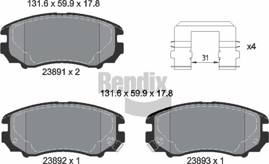 BENDIX Braking BPD1620 - Kit de plaquettes de frein, frein à disque cwaw.fr