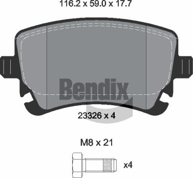 BENDIX Braking BPD1622 - Kit de plaquettes de frein, frein à disque cwaw.fr