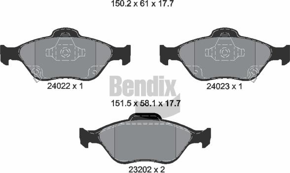 BENDIX Braking BPD1095 - Kit de plaquettes de frein, frein à disque cwaw.fr