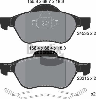 BENDIX Braking BPD1096 - Kit de plaquettes de frein, frein à disque cwaw.fr