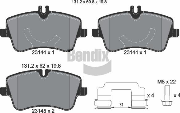 BENDIX Braking BPD1090 - Kit de plaquettes de frein, frein à disque cwaw.fr