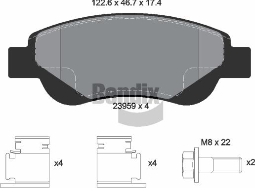 BENDIX Braking BPD1049 - Kit de plaquettes de frein, frein à disque cwaw.fr