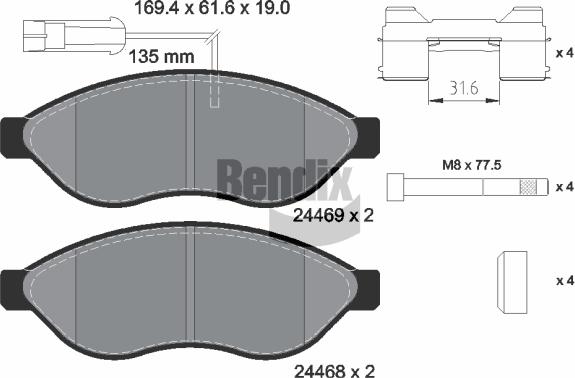 BENDIX Braking BPD1040 - Kit de plaquettes de frein, frein à disque cwaw.fr