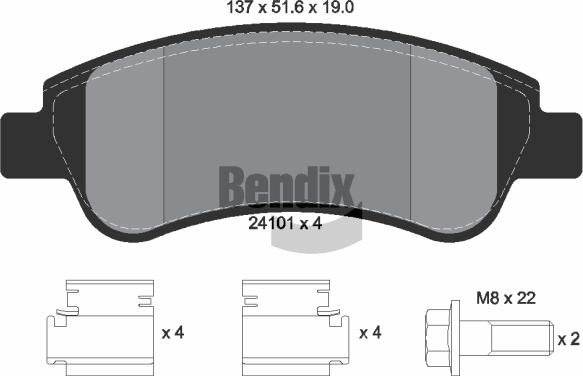 BENDIX Braking BPD1041 - Kit de plaquettes de frein, frein à disque cwaw.fr