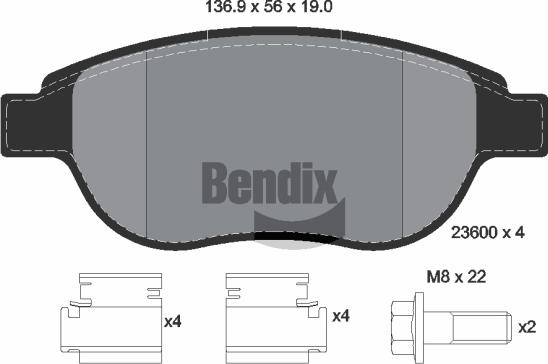 BENDIX Braking BPD1043 - Kit de plaquettes de frein, frein à disque cwaw.fr