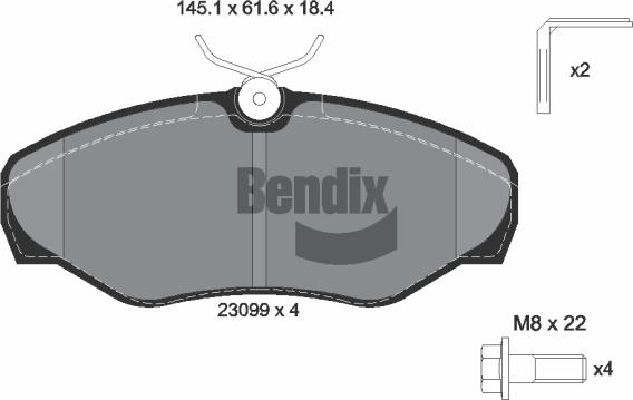 BENDIX Braking BPD1042 - Kit de plaquettes de frein, frein à disque cwaw.fr