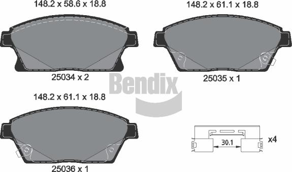 BENDIX Braking BPD1051 - Kit de plaquettes de frein, frein à disque cwaw.fr