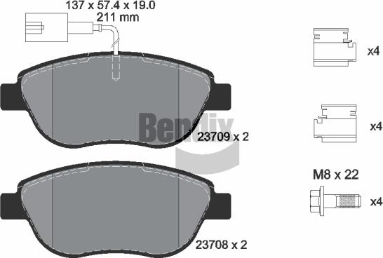 BENDIX Braking BPD1053 - Kit de plaquettes de frein, frein à disque cwaw.fr