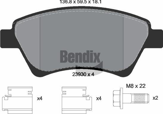 BENDIX Braking BPD1064 - Kit de plaquettes de frein, frein à disque cwaw.fr