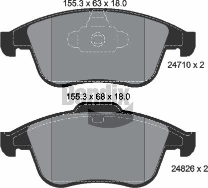 BENDIX Braking BPD1066 - Kit de plaquettes de frein, frein à disque cwaw.fr