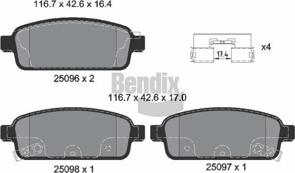 BENDIX Braking BPD1060 - Kit de plaquettes de frein, frein à disque cwaw.fr