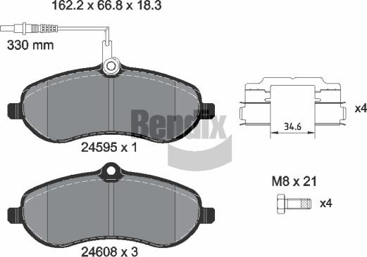 BENDIX Braking BPD1068 - Kit de plaquettes de frein, frein à disque cwaw.fr