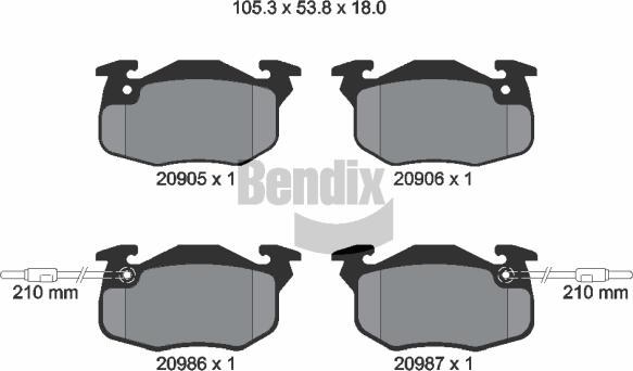 BENDIX Braking BPD1063 - Kit de plaquettes de frein, frein à disque cwaw.fr