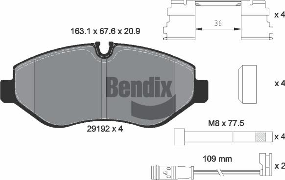 BENDIX Braking BPD1008 - Kit de plaquettes de frein, frein à disque cwaw.fr