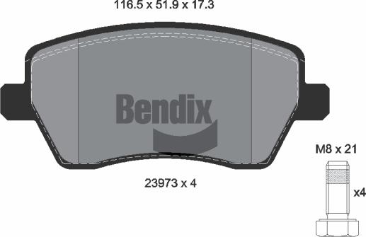 BENDIX Braking BPD1003 - Kit de plaquettes de frein, frein à disque cwaw.fr