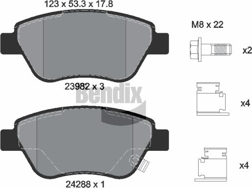 BENDIX Braking BPD1019 - Kit de plaquettes de frein, frein à disque cwaw.fr