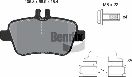 BENDIX Braking BPD1084 - Kit de plaquettes de frein, frein à disque cwaw.fr