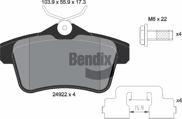 BENDIX Braking BPD1086 - Kit de plaquettes de frein, frein à disque cwaw.fr