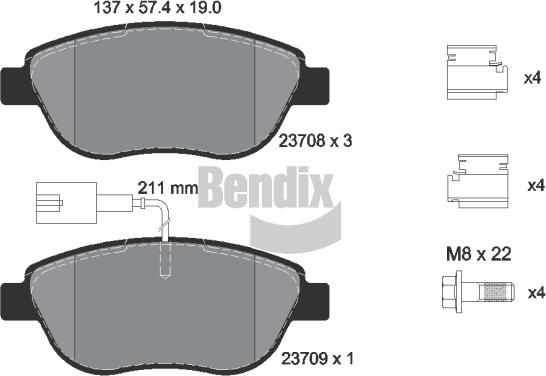 BENDIX Braking BPD1039 - Kit de plaquettes de frein, frein à disque cwaw.fr