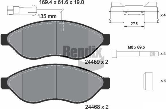 BENDIX Braking BPD1034 - Kit de plaquettes de frein, frein à disque cwaw.fr