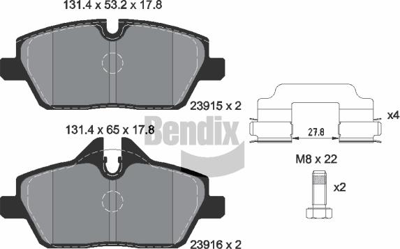 BENDIX Braking BPD1030 - Kit de plaquettes de frein, frein à disque cwaw.fr