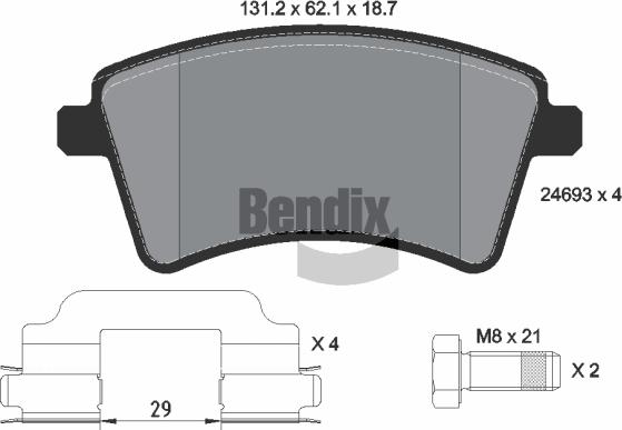 BENDIX Braking BPD1038 - Kit de plaquettes de frein, frein à disque cwaw.fr