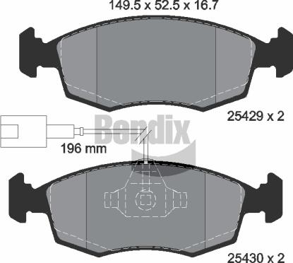 BENDIX Braking BPD1033 - Kit de plaquettes de frein, frein à disque cwaw.fr