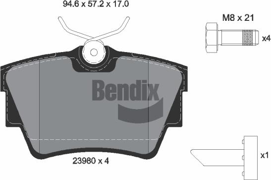 BENDIX Braking BPD1021 - Kit de plaquettes de frein, frein à disque cwaw.fr