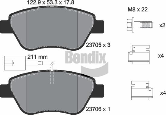 BENDIX Braking BPD1028 - Kit de plaquettes de frein, frein à disque cwaw.fr