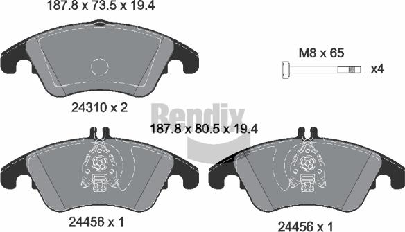 BENDIX Braking BPD1079 - Kit de plaquettes de frein, frein à disque cwaw.fr