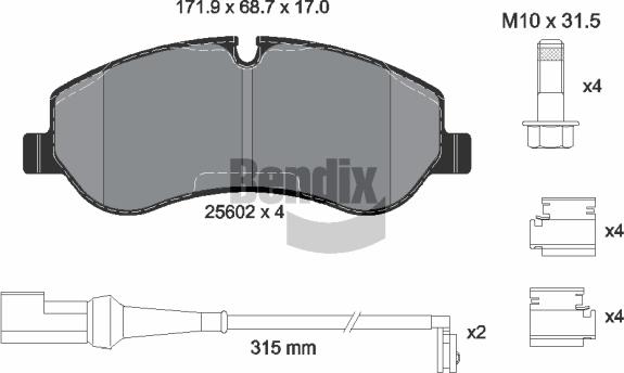 BENDIX Braking BPD1074 - Kit de plaquettes de frein, frein à disque cwaw.fr