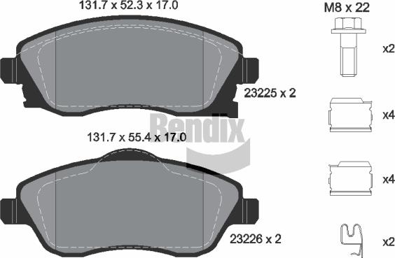 BENDIX Braking BPD1070 - Kit de plaquettes de frein, frein à disque cwaw.fr