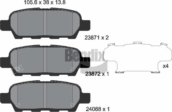 BENDIX Braking BPD1071 - Kit de plaquettes de frein, frein à disque cwaw.fr