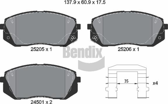 BENDIX Braking BPD1077 - Kit de plaquettes de frein, frein à disque cwaw.fr