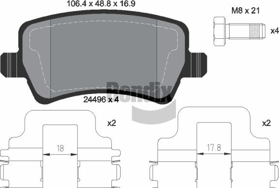 BENDIX Braking BPD1194 - Kit de plaquettes de frein, frein à disque cwaw.fr