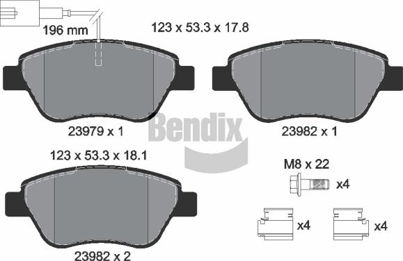 BENDIX Braking BPD1140 - Kit de plaquettes de frein, frein à disque cwaw.fr