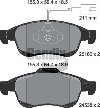 BENDIX Braking BPD1154 - Kit de plaquettes de frein, frein à disque cwaw.fr