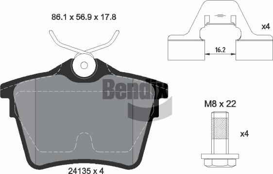 BENDIX Braking BPD1152 - Kit de plaquettes de frein, frein à disque cwaw.fr