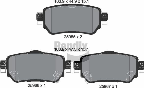 BENDIX Braking BPD1165 - Kit de plaquettes de frein, frein à disque cwaw.fr