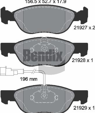 BENDIX Braking BPD1160 - Kit de plaquettes de frein, frein à disque cwaw.fr