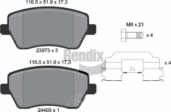 BENDIX Braking BPD1168 - Kit de plaquettes de frein, frein à disque cwaw.fr