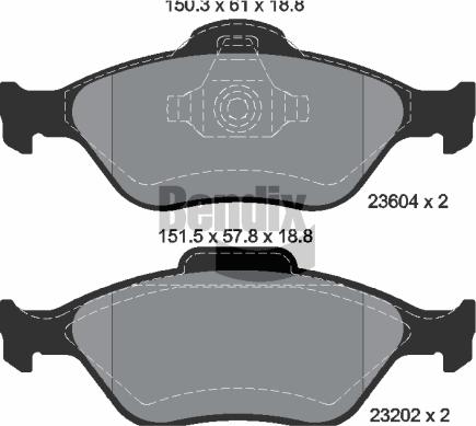 BENDIX Braking BPD1104 - Kit de plaquettes de frein, frein à disque cwaw.fr