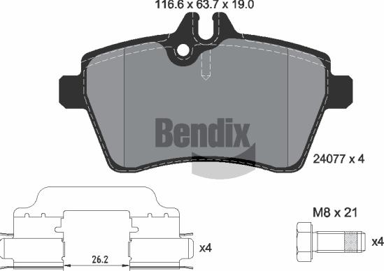 BENDIX Braking BPD1105 - Kit de plaquettes de frein, frein à disque cwaw.fr