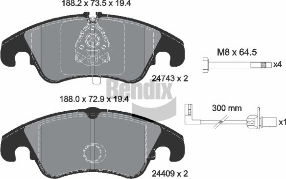 BENDIX Braking BPD1108 - Kit de plaquettes de frein, frein à disque cwaw.fr