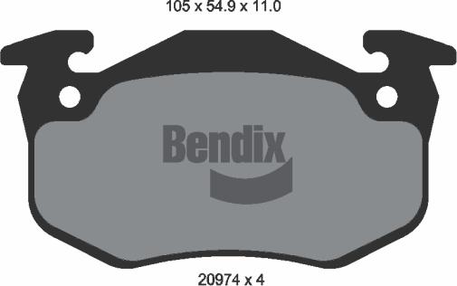 BENDIX Braking BPD1103 - Kit de plaquettes de frein, frein à disque cwaw.fr