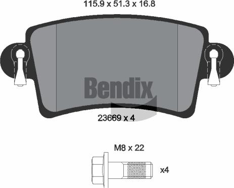 BENDIX Braking BPD1107 - Kit de plaquettes de frein, frein à disque cwaw.fr