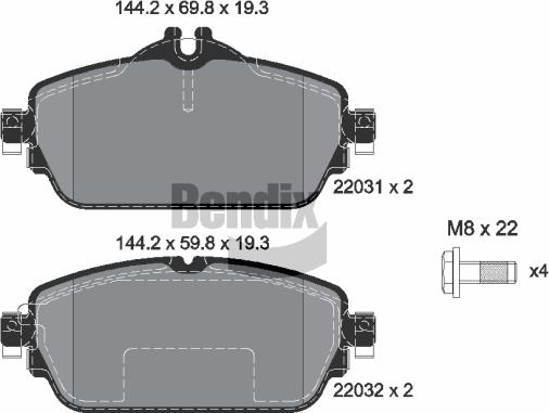 BENDIX Braking BPD1115 - Kit de plaquettes de frein, frein à disque cwaw.fr