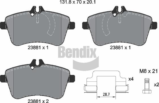 BENDIX Braking BPD1113 - Kit de plaquettes de frein, frein à disque cwaw.fr