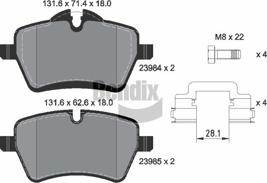 BENDIX Braking BPD1188 - Kit de plaquettes de frein, frein à disque cwaw.fr