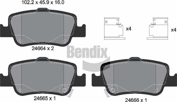 BENDIX Braking BPD1183 - Kit de plaquettes de frein, frein à disque cwaw.fr